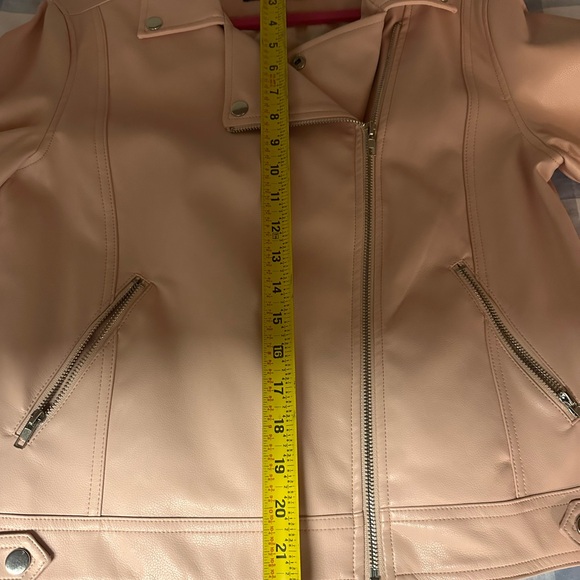 Blu Pepper Pale Pink Vegan Leather Motorcycle Jacket - Picture 9 of 9